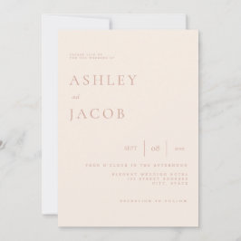 エレガントシンプルシックベージュ結婚ズ 招待状