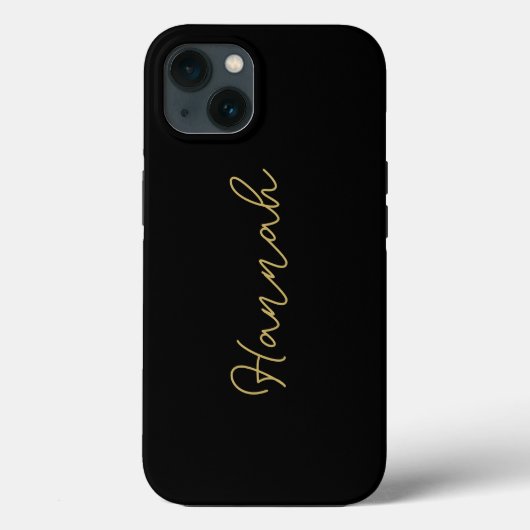エレガントシンプルシック黒文字と金ゴールドスクリプトモノグラム Case-Mate iPhoneケース (裏面)