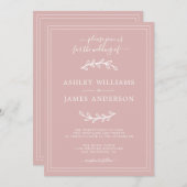 エレガントシンプルシルバーピンク結婚式招待状 招待状 (正面/裏面)