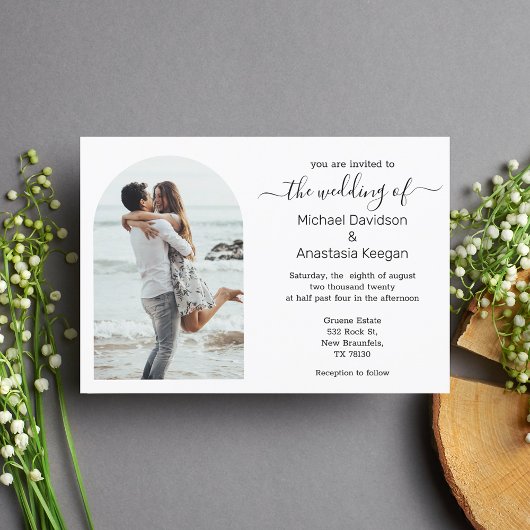 エレガントシンプルスクリプト写真結婚の 招待状