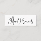 エレガントシンプルスクリプト名ホワイトミニマリスト スキニー名刺 (正面)