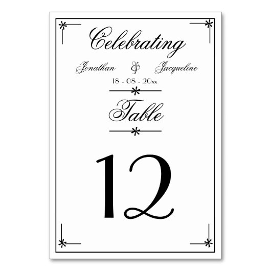 エレガントシンプルスクリプパーソナライズされたト名 テーブルナンバー (正面)