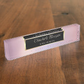 エレガントシンプルスタイリッシュ金ゴールド枠 デスクネームプレート (側面)