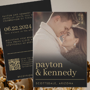エレガントシンプルスタイリッシュCHIC QRコードモダン写真 招待状