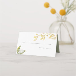 エレガントシンプルセージ金ゴールド葉 プレイスカード