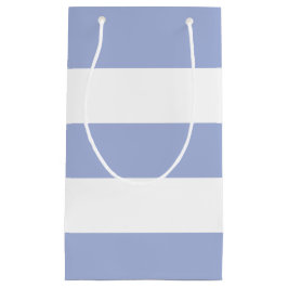 エレガントシンプルソフトブルー白ストライプ スモールペーパーバッグ