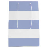 エレガントシンプルソフトブルー白ストライプ ミディアムペーパーバッグ (裏面)