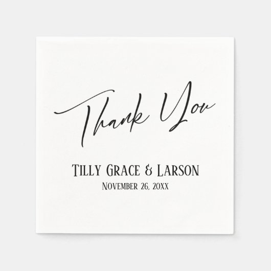 エレガントシンプルタイポグラフィありがとう スタンダードカクテルナプキン (正面)