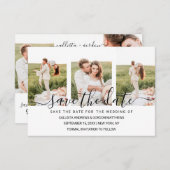 エレガントシンプルタイポグラフィカップル写真コラージュ セーブザデート (正面/裏面)