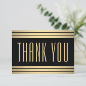 エレガントシンプルタイポグラフィブラック&金ゴールドストライプの サンキューカード (スタンド正面)