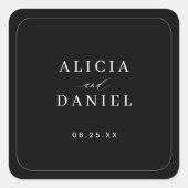 エレガントシンプルタイポグラフィブ結婚ラック スクエアシール (正面)