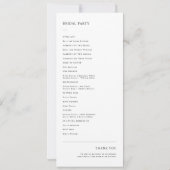 エレガントシンプルタイポグラフィモダン結婚式 プログラム (裏面)