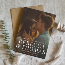 エレガントシンプルタイポグラフィ写真結婚の セーブザデート