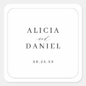 エレガントシンプルタイポグラフィ白黒結婚ズ スクエアシール (正面)