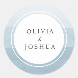 エレガントシンプルダスティブルーウォーターグラデーション結婚ズ ラウンドシール