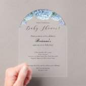 エレガントシンプルダスティブルーフローラ男の子ベイビーシャワー アクリル招待状 (インサイチュ (ポータブル))