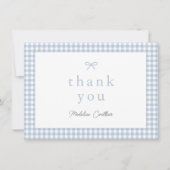 エレガントシンプルダスティブルーボーイズベビーシャワー サンキューカード (正面)