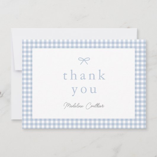 エレガントシンプルダスティブルーボーイズベビーシャワー サンキューカード (正面)