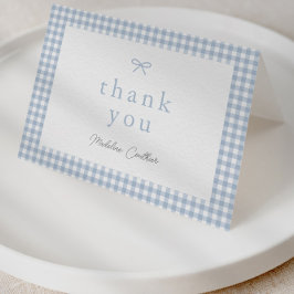 エレガントシンプルダスティブルーボーイズベビーシャワー サンキューカード