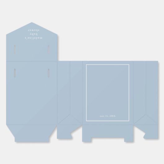 エレガントシンプルダスティブルーボーイズベビーシャワー フェイバーボックス (見開き)