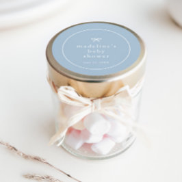 エレガントシンプルダスティブルーボーイズベビーシャワー ラウンドシール