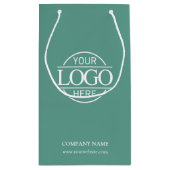 エレガントシンプルティール(緑がかった色)グリーンカンパニービジネスロゴ スモールペーパーバッグ (裏面)