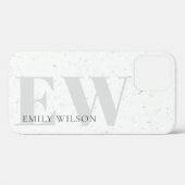 エレガントシンプルテルラッツォストーングレイ名モノグラム Case-Mate iPhoneケース (裏面 (横))