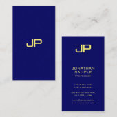 エレガントシンプルテンプレートフェイク金ゴールドフォントネイビーブルー 名刺 (正面/裏面)