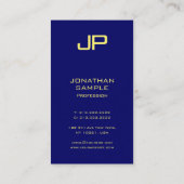 エレガントシンプルテンプレートフェイク金ゴールドフォントネイビーブルー 名刺 (裏面)