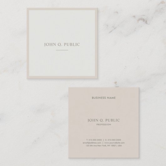 エレガントシンプルテンプレートブラウングリーンプロフェッショナル スクエア名刺 (正面/裏面)