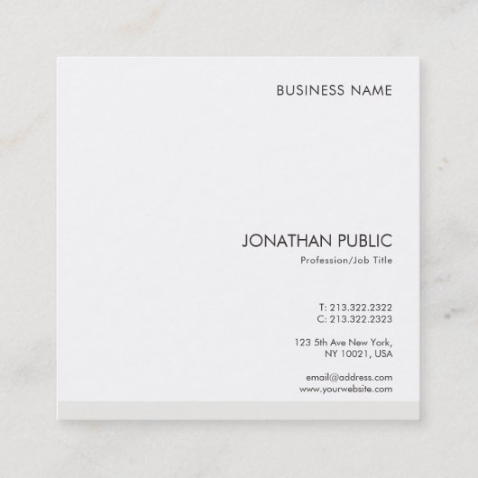 エレガントシンプルテンプレートプロフェッショナルモダン スクエア名刺 (裏面)