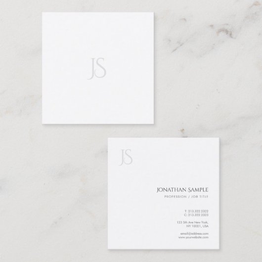 エレガントシンプルテンプレートモダンモノグラム スクエア名刺 (正面/裏面)