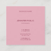 エレガントシンプルテンプレート淡い色のピンクラグジュアリーモダン スクエア名刺 (裏面)