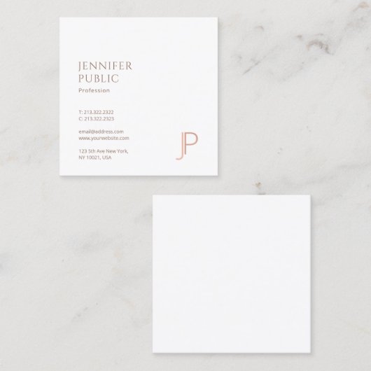 エレガントシンプルデザインモダンモノグラムラグジュアリープレーン スクエア名刺 (正面/裏面)