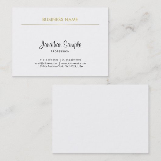 エレガントシンプルデザイン手書きスクリプトトレンディー 名刺 (正面/裏面)