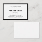 エレガントシンプルデザイン白黒BWプレーンモダン 名刺 (正面/裏面)