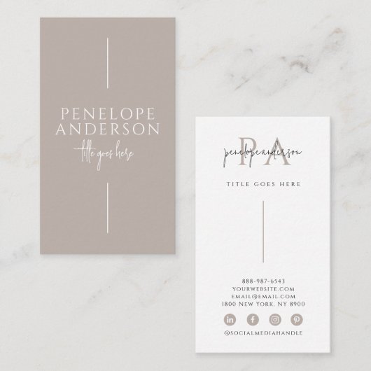 エレガントシンプルニュートラルボホシックモダンユニーク 名刺 (正面/裏面)