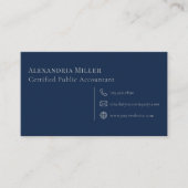 エレガントシンプルネイビーブルーシルバー 名刺 (正面)