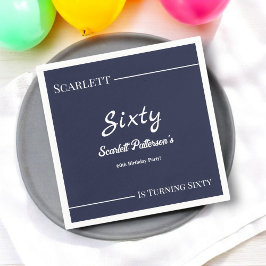 エレガントシンプルネイビーブルーホワイトモダン誕生日 スタンダードカクテルナプキン