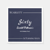 エレガントシンプルネイビーブルーホワイトモダン誕生日 スタンダードカクテルナプキン (正面)