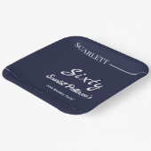 エレガントシンプルネイビーブルーホワイトモダン誕生日 ペーパープレート (傾斜あり)