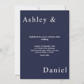 エレガントシンプルネイビーブルーホワイトラグジュアリーシック結婚ス 招待状 (正面)