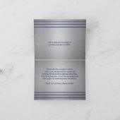 エレガントシンプルネイビーブルー&ブラッシュシルバーストライプの サンキューカード (内部)