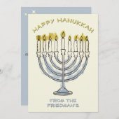 エレガントシンプルハヌッカ水彩（ユダヤ教）メノラーライト 招待状 (正面/裏面)