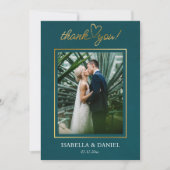 エレガントシンプルハートにシックな台本結婚愛 サンキューカード (正面)