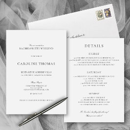 エレガントシンプルバチェロレッテ週末（旅程あり） 招待状