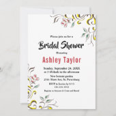 エレガントシンプルバラフローラブライダルシャワー 招待状 (正面)