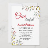 エレガントシンプルバラフローラ1st誕生日 招待状 (正面)