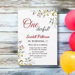 エレガントシンプルバラフローラ1st誕生日 招待状