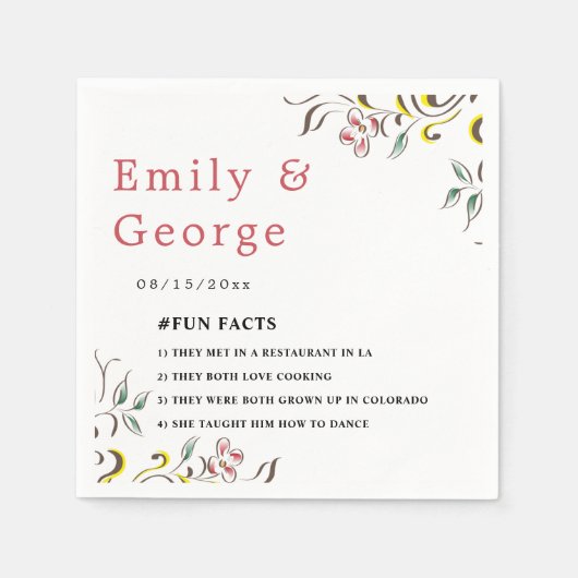 エレガントシンプルバラボホフローラ結婚ズ スタンダードカクテルナプキン (正面)